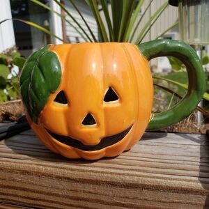 𝅺vintage Jack-o'-lantern Pumpkin Mug Fall Halloween Coffe Cup Lillian Vernon EUC